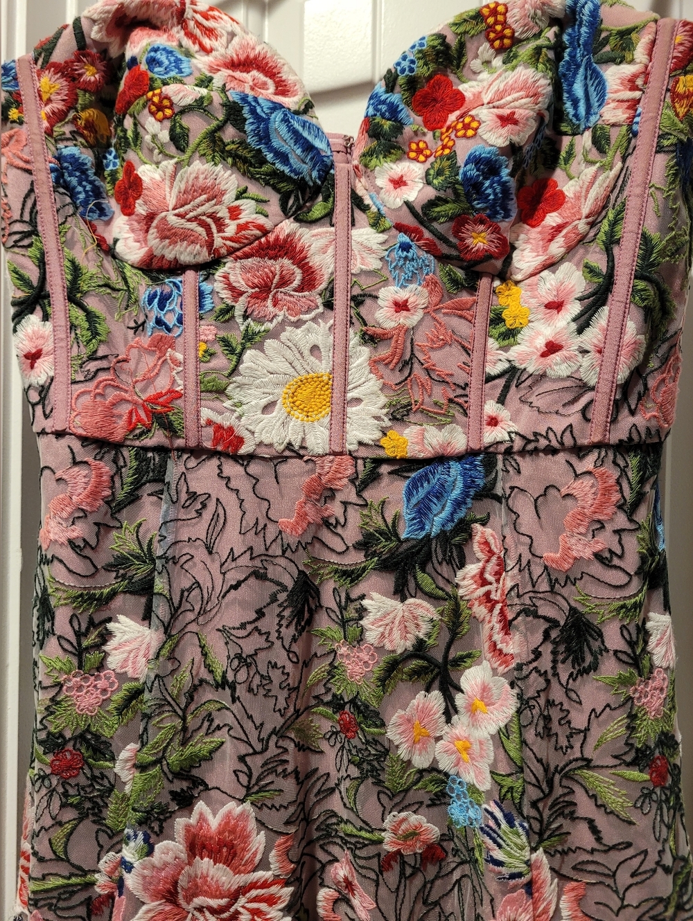 Dress the Population Carina Floral Embroidered Strapless Bustier Fit&Flare Dress - Picture 8 of 12